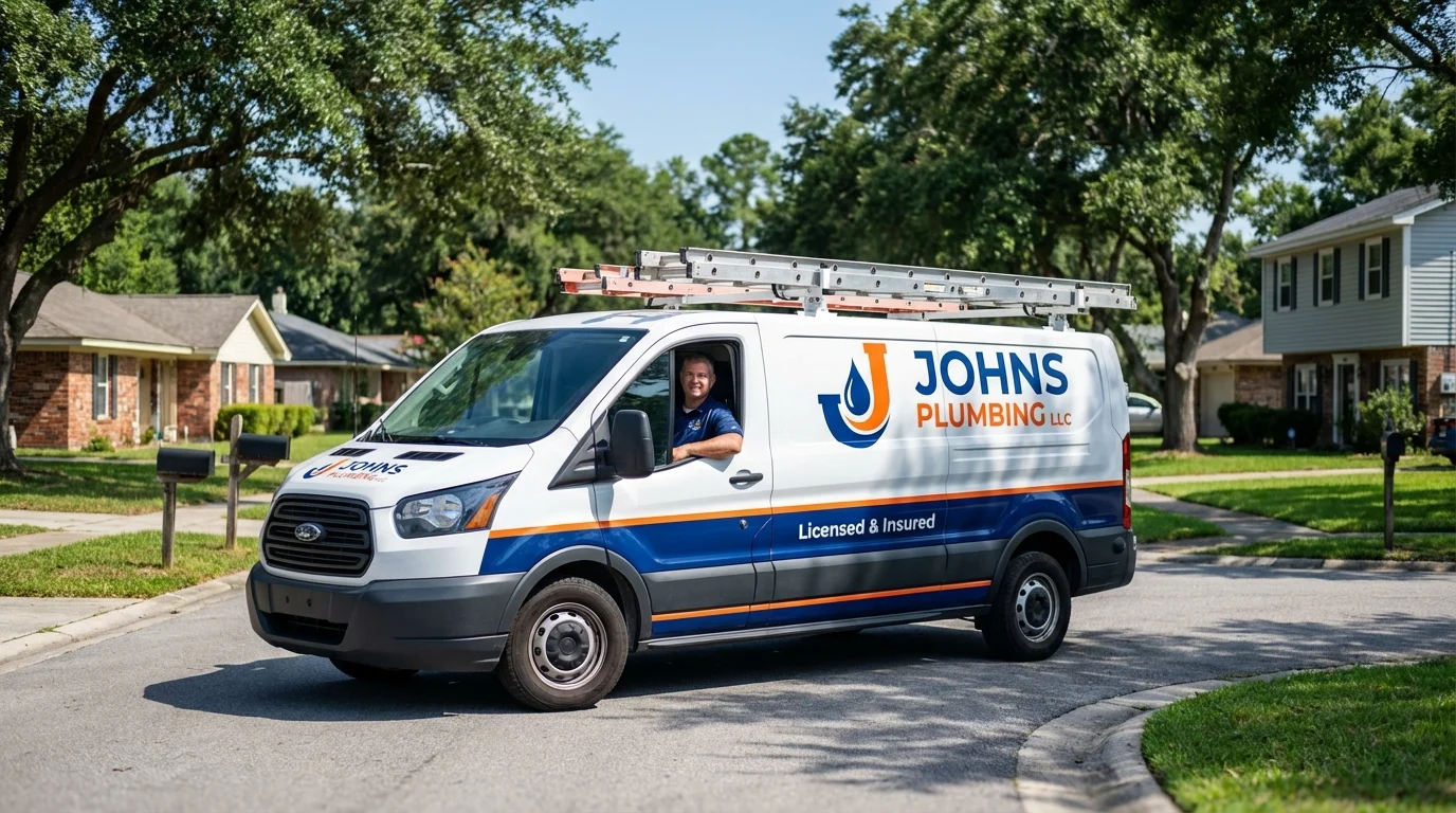 Johns Plumbing LLC service van in Norman, OK