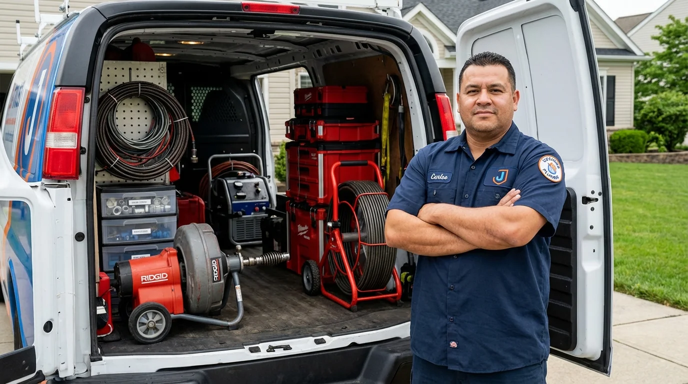 Professional drain cleaning equipment and Johns Plumbing LLC plumber in Norman